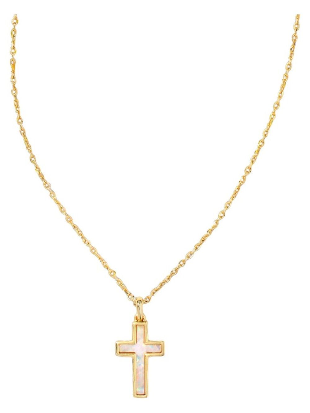 Women's Cross Pendant Necklace Gold Plated Brass 19 Inch Chain Gift